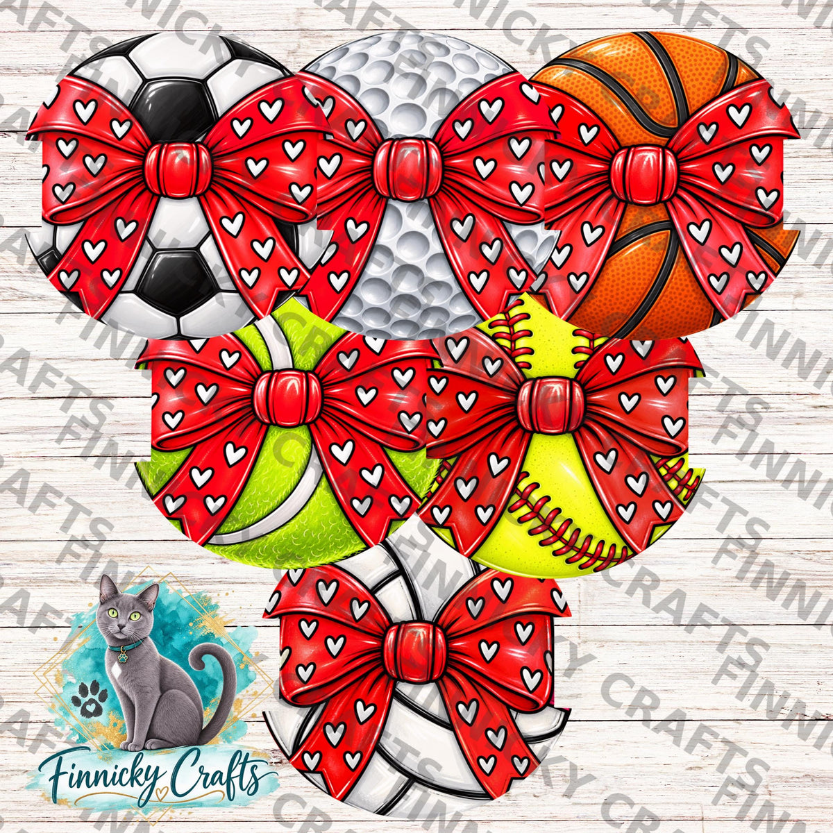 Sports Hair Tie Holders Red Bow Bundle, Personalizable, PNG, Sublimation Design, Digital Design