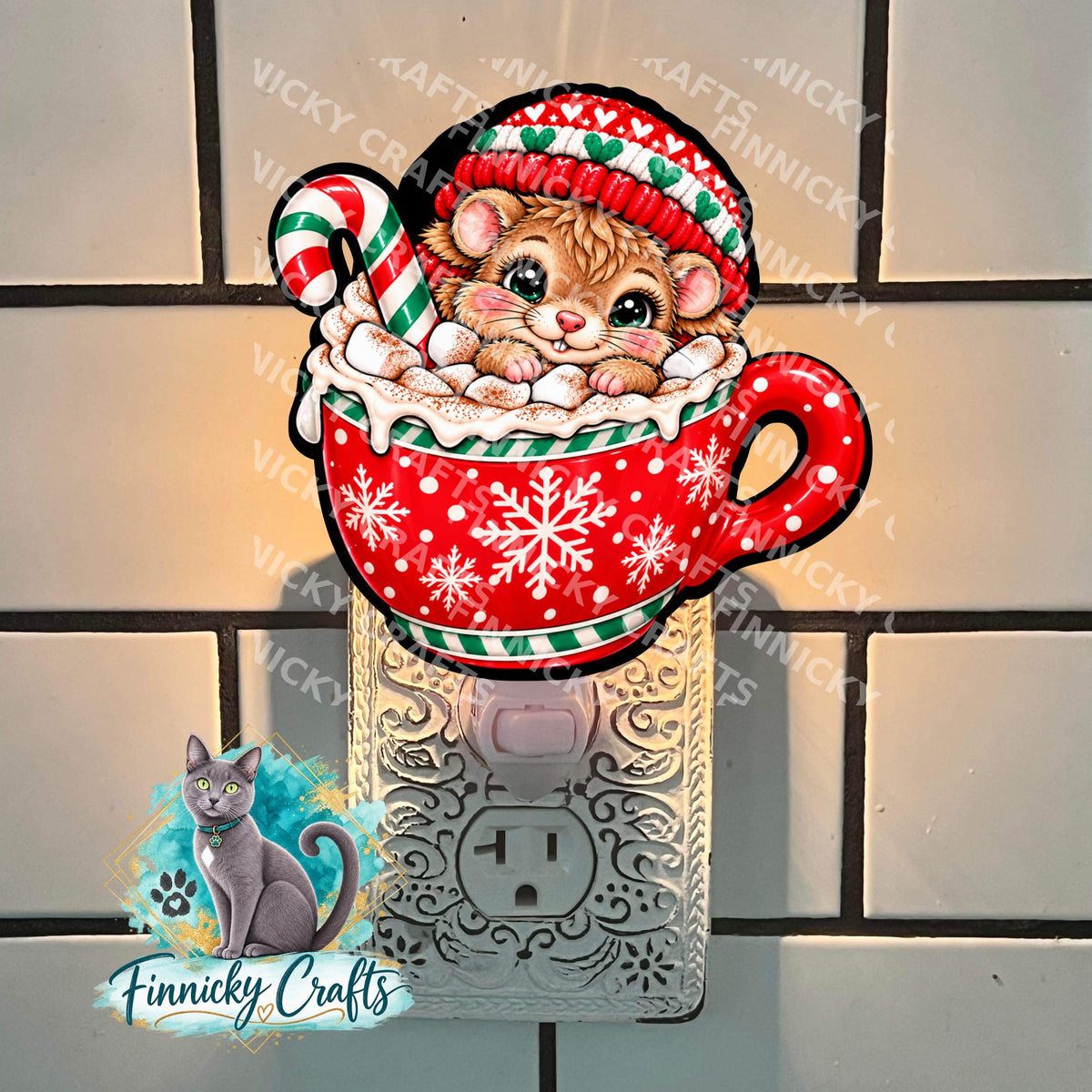Animal in a Mug Christmas Ornament, decor, sign, Nightlight, Sublimation, Digital, PNG, Download - Highland cow, reindeer, mouse