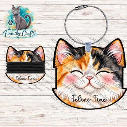 Calico Cat Head Hair Tie Holder, Personalizable, PNG, Sublimation Design, Digital Design