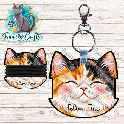Calico Cat Head Hair Tie Holder, Personalizable, PNG, Sublimation Design, Digital Design