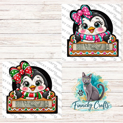 Penguin Girl Money Holders - Sublimation Digital File - Gift, ornament, decoration, sign, earrings, night light