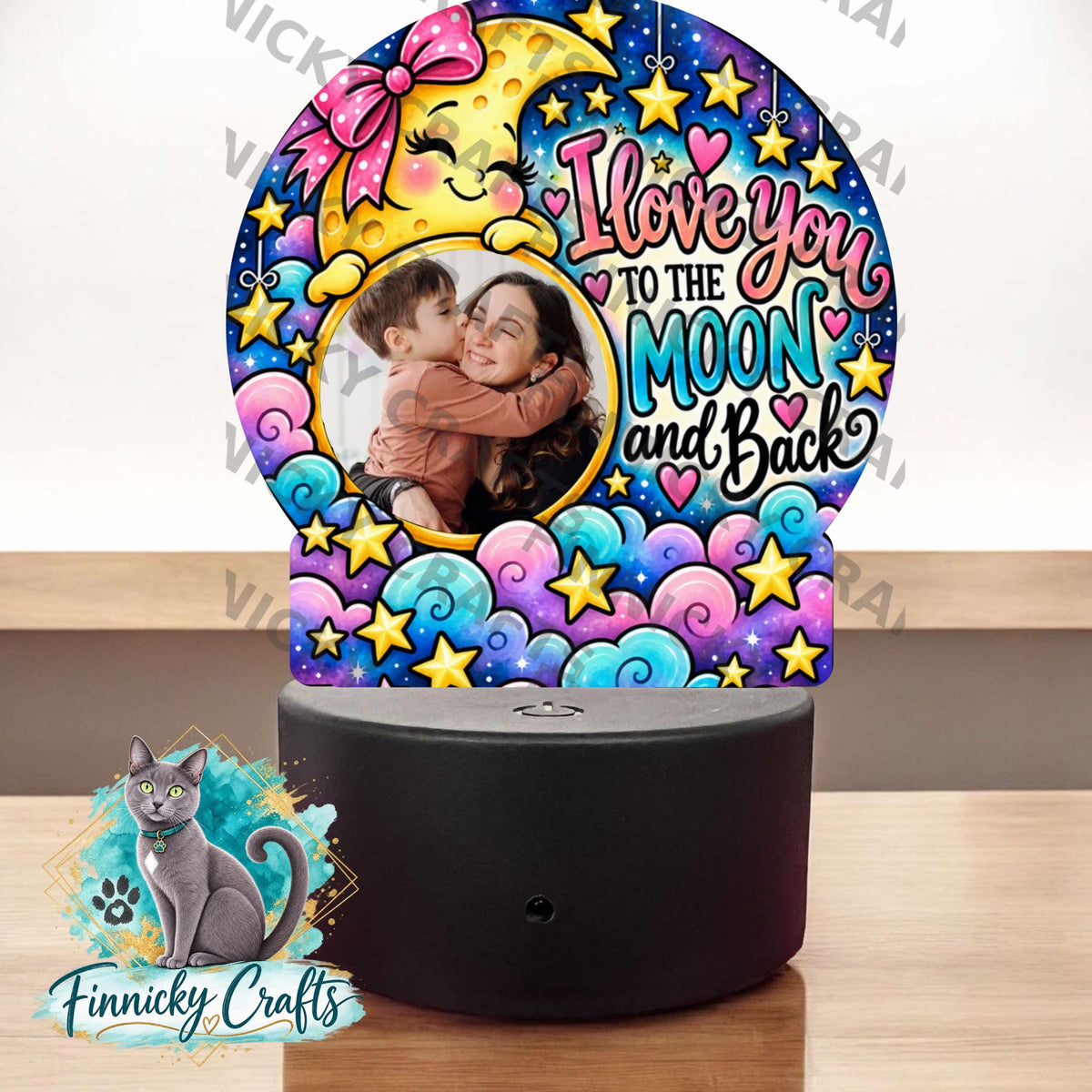 I Love You to the Moon and Back bundle, Add photo, Round Light Base PNG (Digital Download)