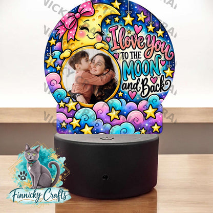 I Love You to the Moon and Back bundle, Add photo, Round Light Base PNG (Digital Download)