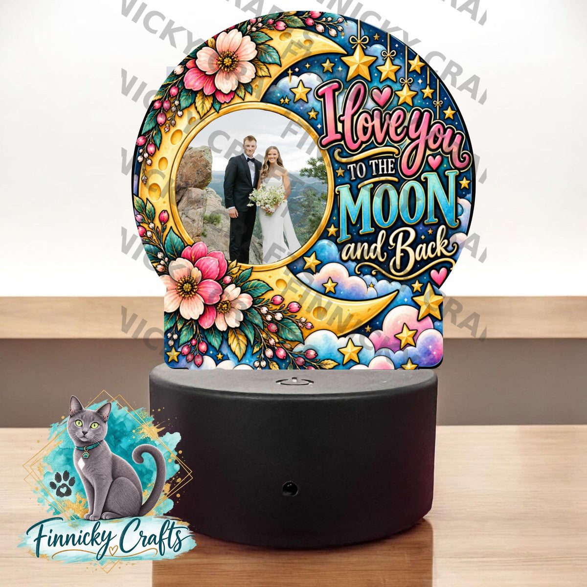 I Love You to the Moon and Back bundle, Add photo, Round Light Base PNG (Digital Download)