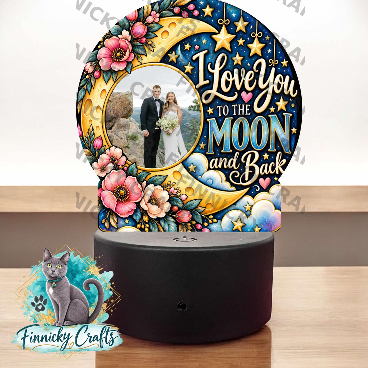 I Love You to the Moon and Back bundle, Add photo, Round Light Base PNG (Digital Download)