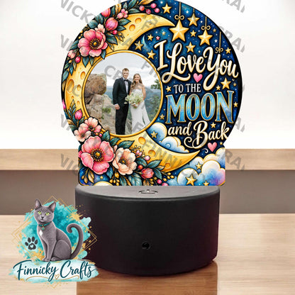 I Love You to the Moon and Back bundle, Add photo, Round Light Base PNG (Digital Download)
