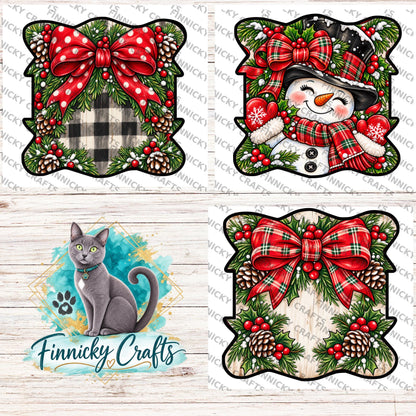 Wavy Christmas Hair Tie Holders Bundle, Personalizable, PNG, Sublimation Design, Digital Design