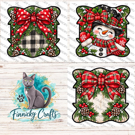 Wavy Christmas Hair Tie Holders Bundle, Personalizable, PNG, Sublimation Design, Digital Design