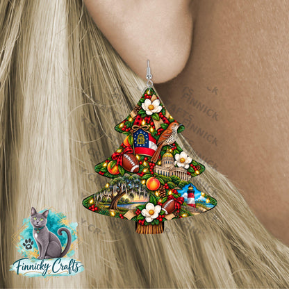 State of Georgia Shape, Christmas Tree, Sublimation, PNG, Digital Download, Door Hanger, Ornament, Earrings, T-shirt