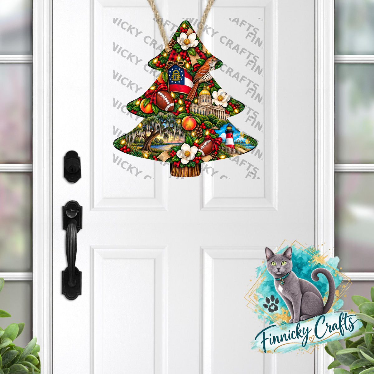 State of Georgia Shape, Christmas Tree, Sublimation, PNG, Digital Download, Door Hanger, Ornament, Earrings, T-shirt