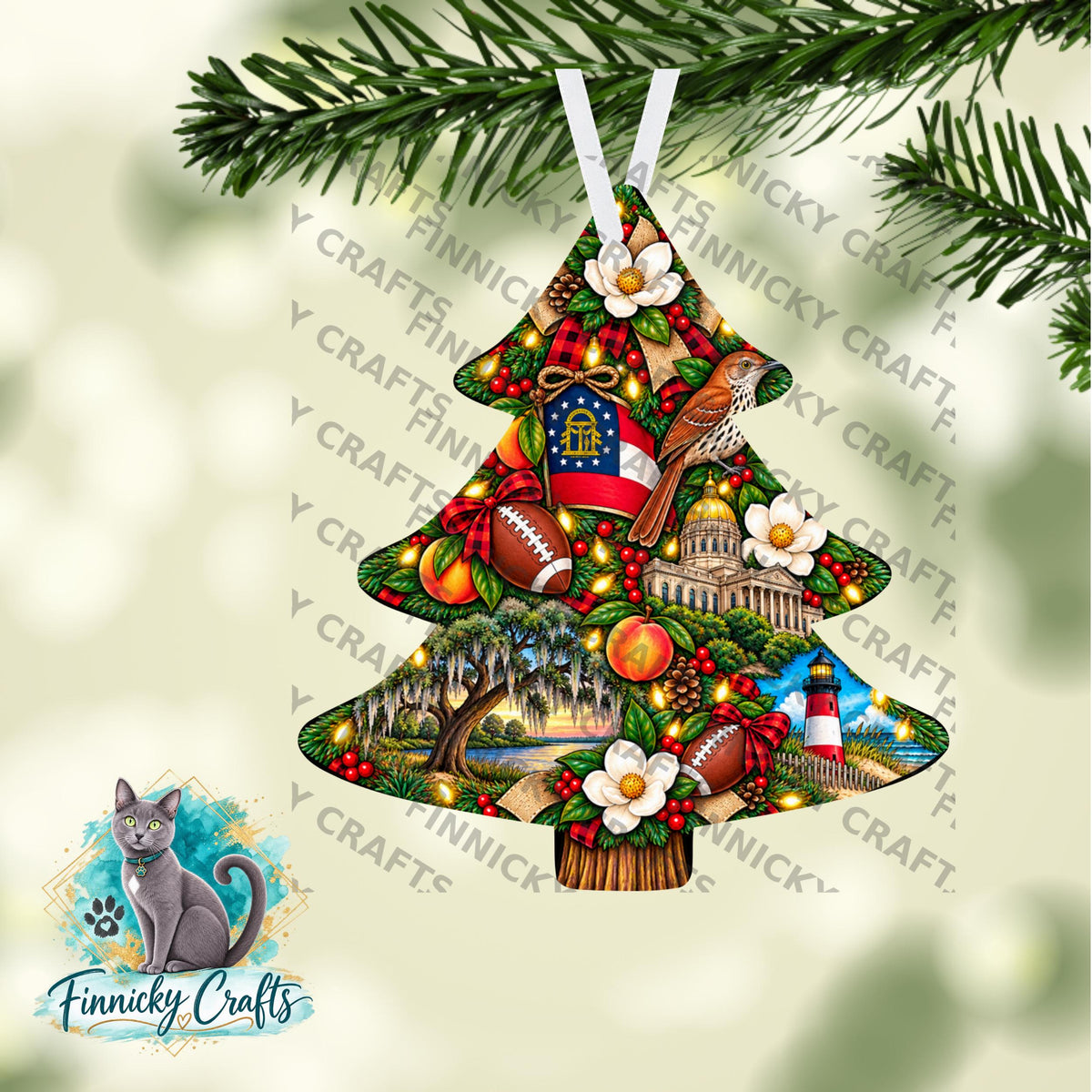 State of Georgia Shape, Christmas Tree, Sublimation, PNG, Digital Download, Door Hanger, Ornament, Earrings, T-shirt