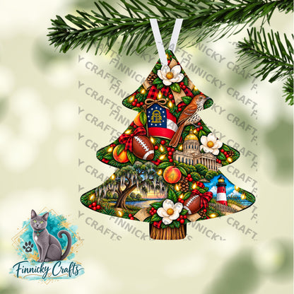 State of Georgia Shape, Christmas Tree, Sublimation, PNG, Digital Download, Door Hanger, Ornament, Earrings, T-shirt