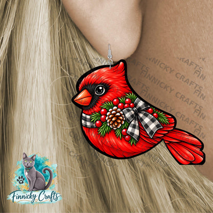 Cardinal Ornament Sublimation Design – Earrings, Badge Reel, Sign, Decor (Digital Download)