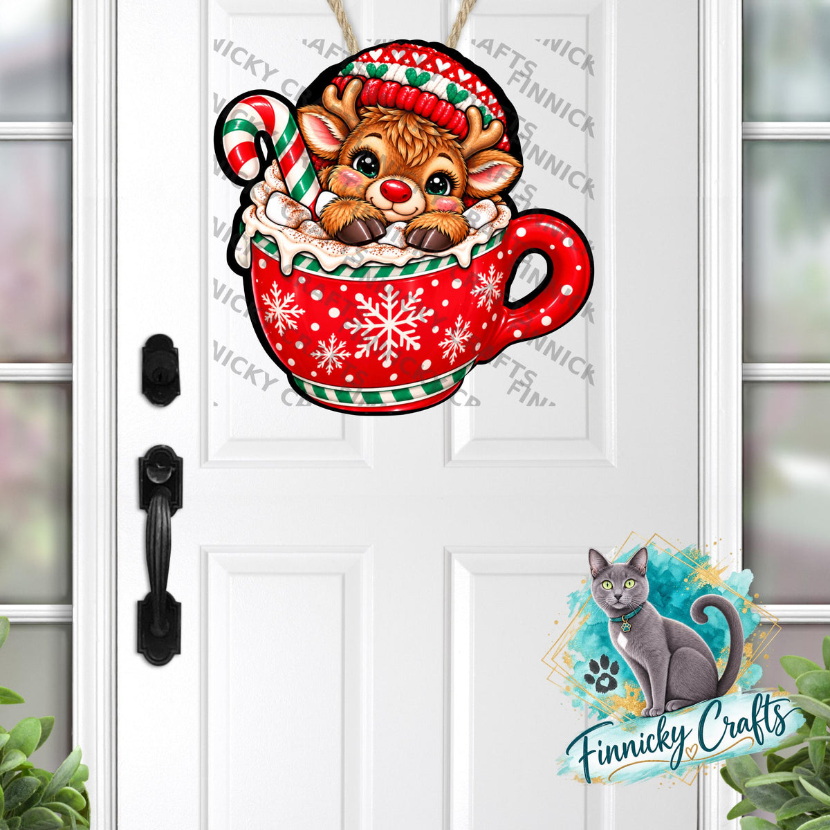 Animal in a Mug Christmas Ornament, decor, sign, Nightlight, Sublimation, Digital, PNG, Download - Highland cow, reindeer, mouse
