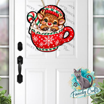 Animal in a Mug Christmas Ornament, decor, sign, Nightlight, Sublimation, Digital, PNG, Download - Highland cow, reindeer, mouse
