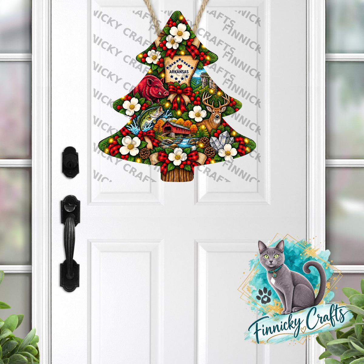 Arkansas State Shape, Christmas Tree, Sublimation, PNG, Digital Download, Door Hanger, Ornament, Earrings, T-shirt