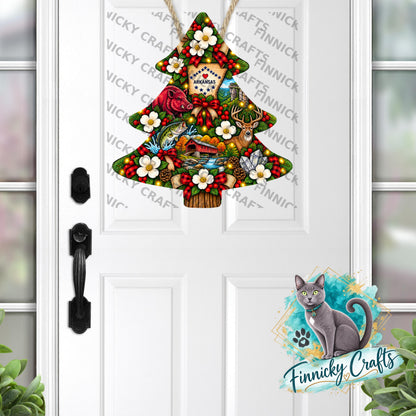 Arkansas State Shape, Christmas Tree, Sublimation, PNG, Digital Download, Door Hanger, Ornament, Earrings, T-shirt