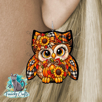 Halloween/Fall Owls Earrings Bundle Sublimation, Digital, PNG, Design, Download, Ornaments, Nightlight, Gift, MDF and Acrylic