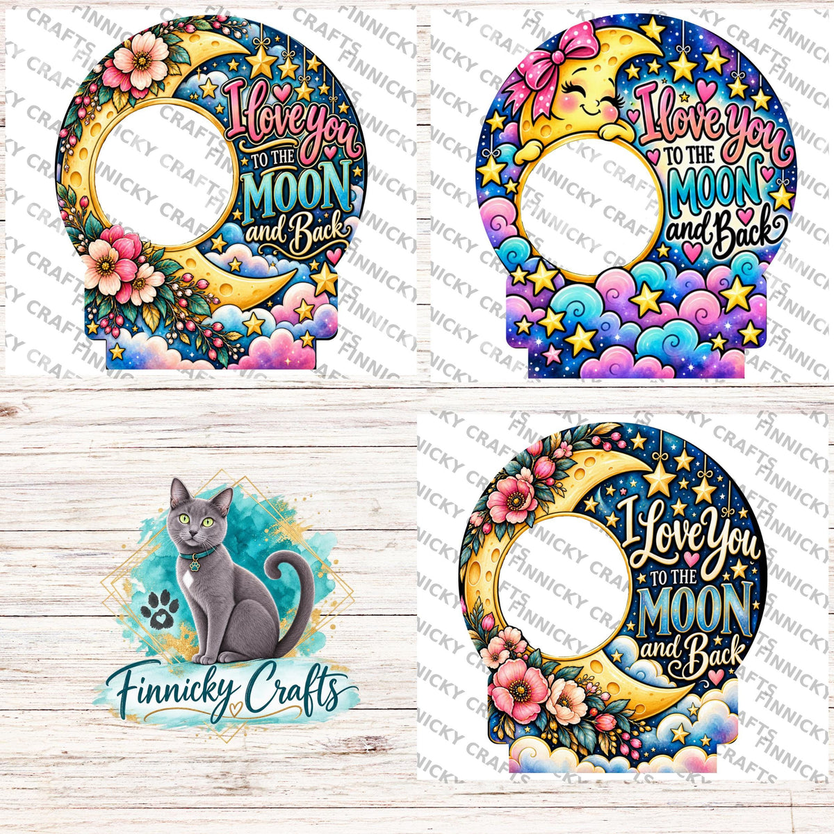 I Love You to the Moon and Back bundle, Add photo, Round Light Base PNG (Digital Download)