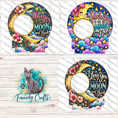 I Love You to the Moon and Back bundle, Add photo, Round Light Base PNG (Digital Download)