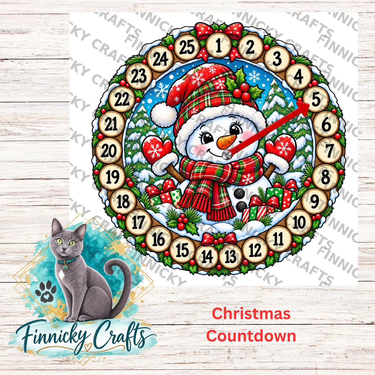 Round Snowman Sign, Christmas Countdown, PNG (Digital Download)