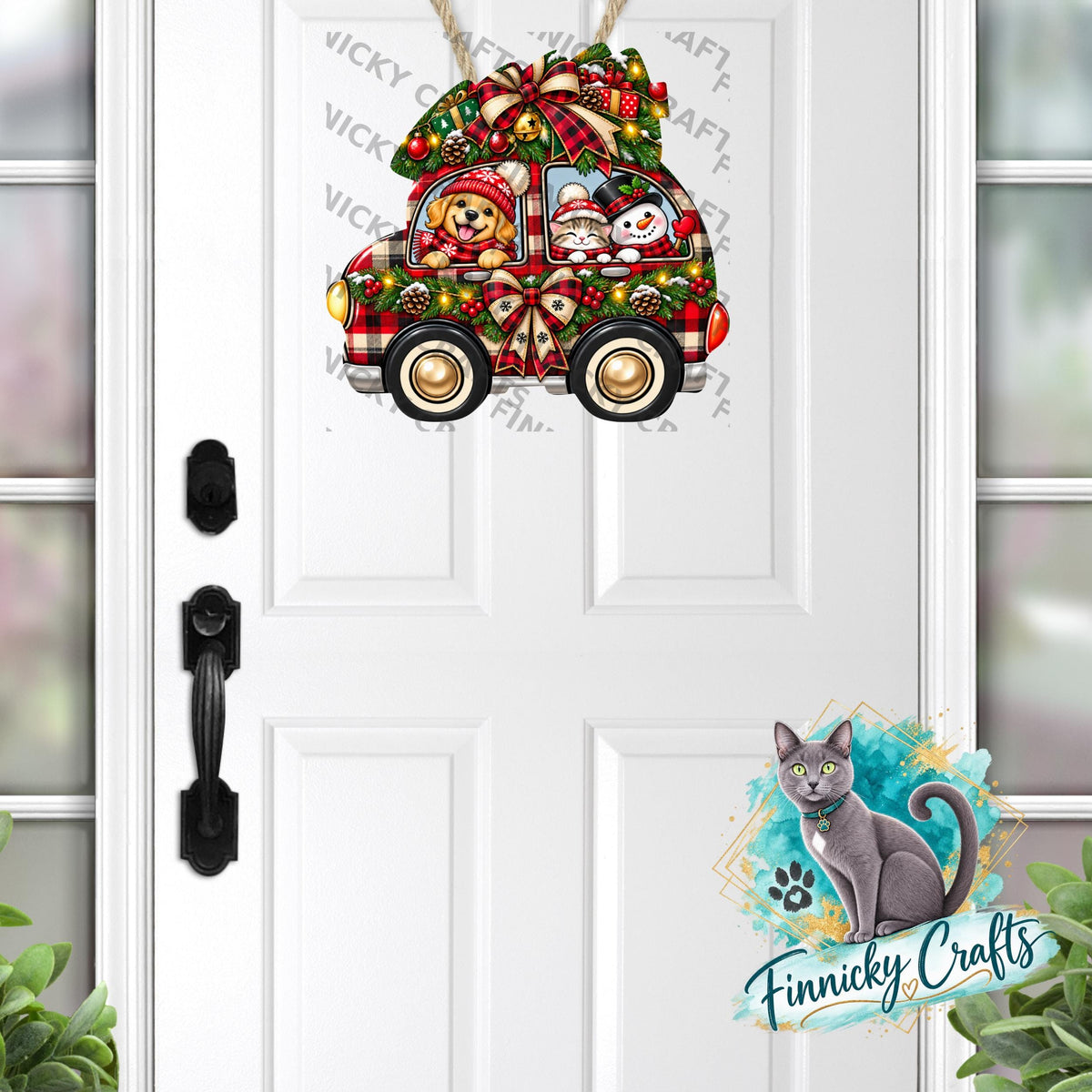 Car with Christmas Tree - PNG, Digital Design, Earrings, Night Light, Badge Reel, Ornament - Bundle
