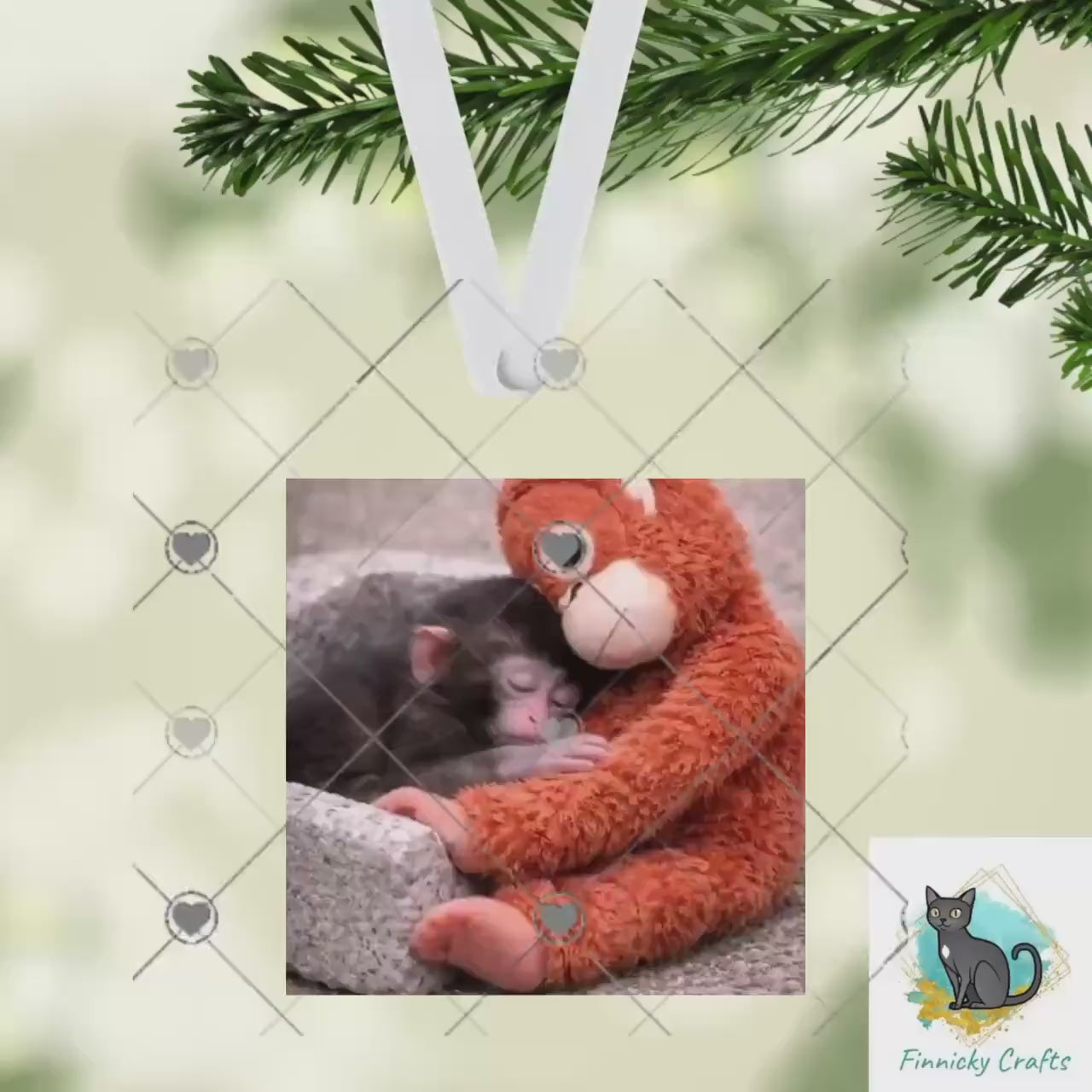 Tropical Punch Monkey Frame,  Ornament, Night Light, DTF, Home Decor (Digital PNG Download)